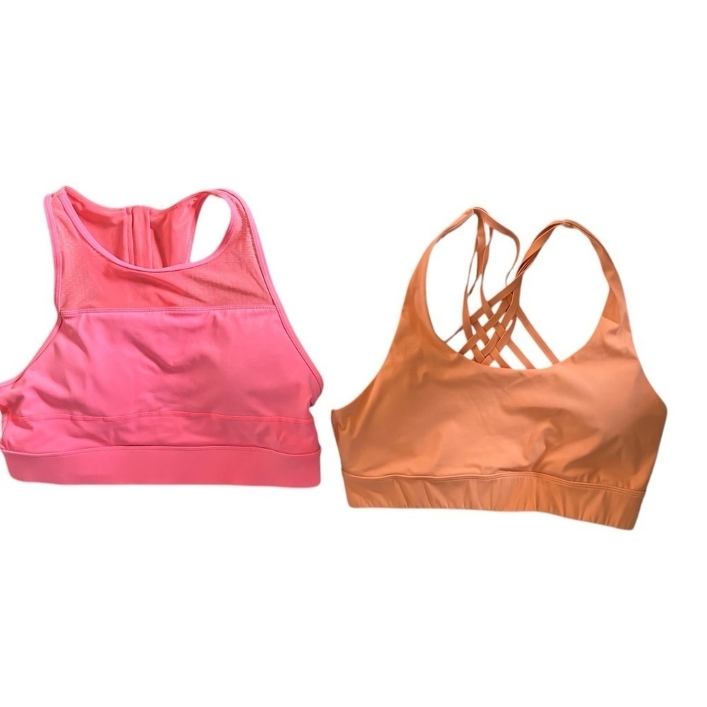 Zyia Active Lot 2 Sports Bras Peach Weave Bra Coral All Star One More Rep XL/XXL